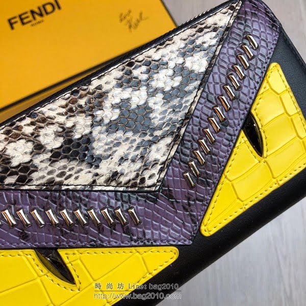 FENDI拉鏈錢包 19年春夏季最新手包 小摔牛皮 芬迪長錢包  fdz2130